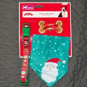 Medium Size Christmas Santa Dog Collar Set with Scarf Bandana BNWT